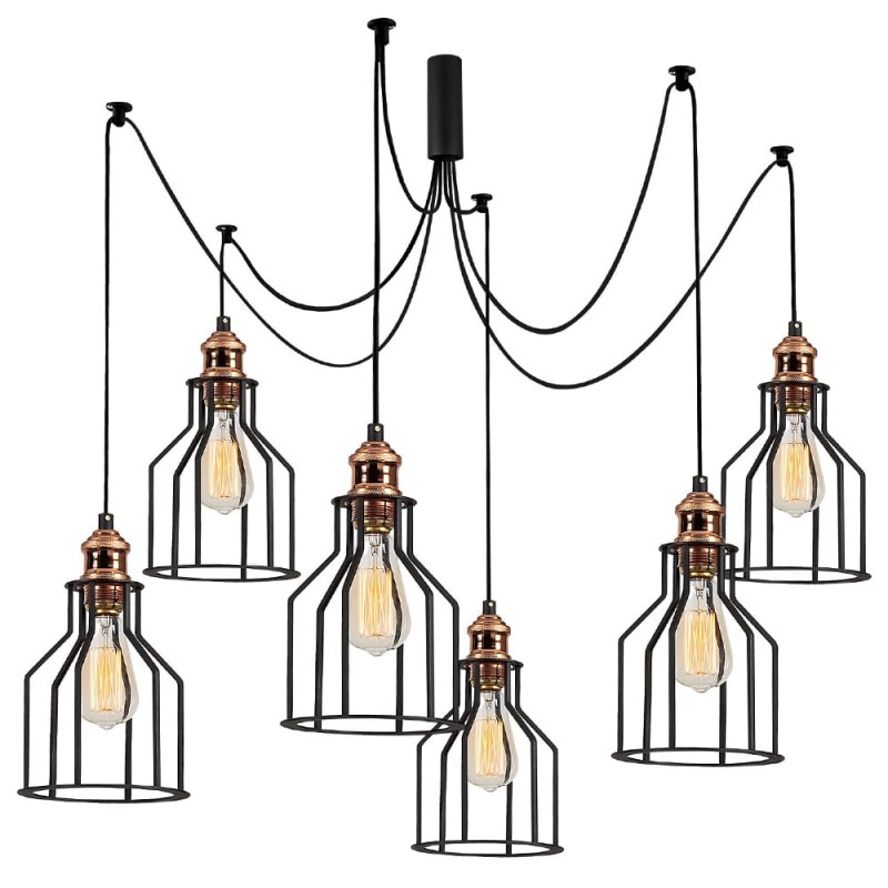 Lampa wisząca x6 / żyrandol / czarny
