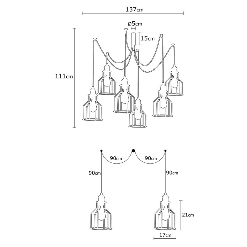 Lampa wisząca x6 / żyrandol / czarny