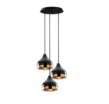 Lampa wisząca czarna z miedzianą wstawką x3
