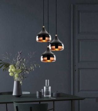 Lampa wisząca czarna z miedzianą wstawką x3