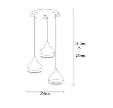 Lampa wisząca czarna z miedzianą wstawką x3