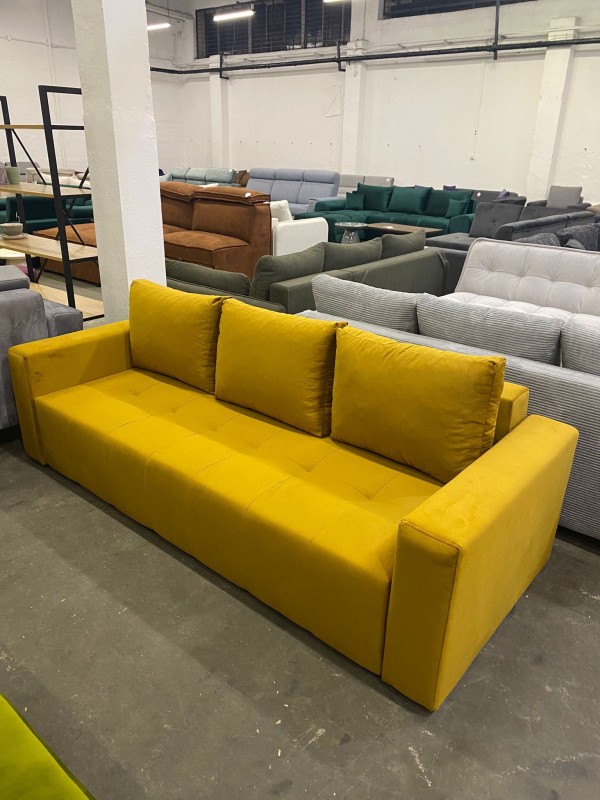 Sofa z funkcją spania / żółta / musztardowa