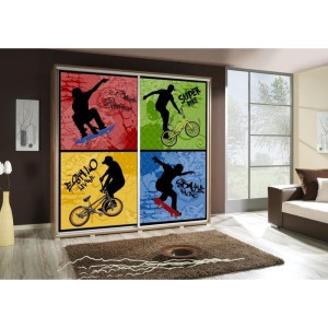 Szafa Przesuwna 205 z Grafiką "Skate 1"