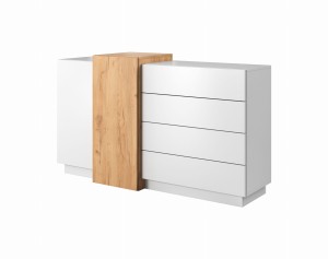 3D F KOMODA 2D4S BIAŁY/ DĄB CRAFT ZŁOTY