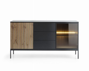 Komoda SENTO KSZ154 1PKT LED CZARNY/DĄB WOTAN