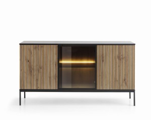 KOMODA SENTO K154 1PKT LED CZRNY/DĄB WOTAN 