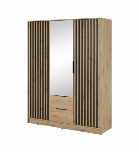 SZAFA NELLY 3D LUSTRO ARTISAN/LAMELA CZARNA 