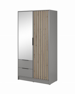 SZAFA NELLY 2D Z LUSTREM SZARY/LAMELA ARTISAN 