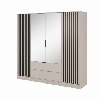 SZAFA NELLI 4D LUSTRO CASHMERE/LAMELA CZARNA 