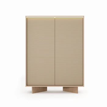 KOMODA WYSOKA SEMI A 2D + LED BOLIVAR NATURALNY + CAPPUCCINO