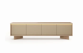SZAFKA RTV SEMI E 204 4D + LED BOLIVAR NATURALNY + CAPPUCCINO