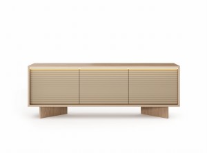 SZAFKA RTV SEMI F 154 3D + LED BOLIVAR NATURALNY + CAPPUCCINO